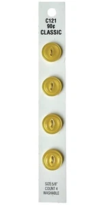 Buttons Yellow Round Cat Eye 2-Hole 4-Pack 5/8" Vintage Blumenthal Lansing C121 - Picture 1 of 7