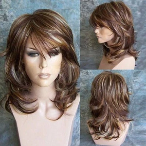 Womens Short Shoulder Length Wavy Curly Hair Wig Pixie Cut Bob Brown Full Wigs⊹ - Picture 1 of 7