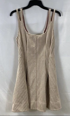 Maeve Anthropologie Tan Black Jacquard Knit Lace Up Back A-Line Dress Women's M - Image 1 of 4