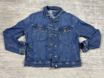 Chaqueta Lee Jean De Colección Para Mujer Mediana Azul Move Lavado Oscuro Algodón Recortado EE. UU. Foto 1 de 4