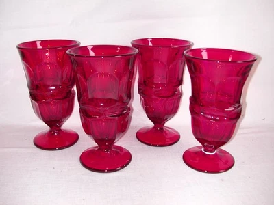 4 copas de agua de té helado con patas Fostoria ARGUS rojo rubí de 6 1/2" HFM Foto 1 de 3