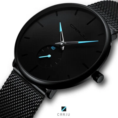 【30m waterproof】Men Quartz Sport Ultra-Thin Stainless Steel Watch watches Mens - image 1 of 4