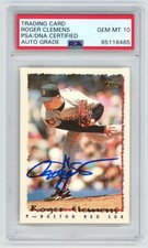 ROGER CLEMENS Signed 1995 Topps RED SOX Baseball  Card #360 + PSA Auto 10