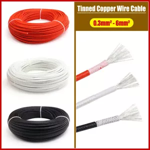 0.3mm² - 6mm² Silicone Glass Fibre Braided Wire Cable For Heating Element Bulb - Picture 1 of 10