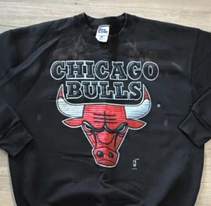 Vintage Chicago Bulls 1990s Men's XL Sweatshirt Michael Jordan Three Peat - Picture 1 of 3