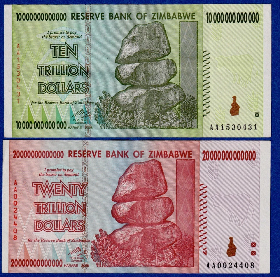 ZIMBABWE TRILLION COMBO - 10 TRILLION + 20 TRILLION (2008) - CIRCULATED NOTES - Image 1 of 2