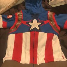 Marvel Captain America Full Zip Hoodie Boys 9/10 Disney Store Costume