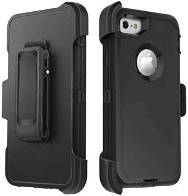 For iPhone 8 Shockproof Defender Black Case Cover W/ Belt Clip & Built in Screen - Image 1 of 4
