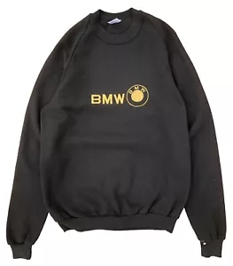 Vintage 90s Mens BMW Germany Car Crewneck Sweatshirt Embroidered Gold L Jerzees - Picture 1 of 4