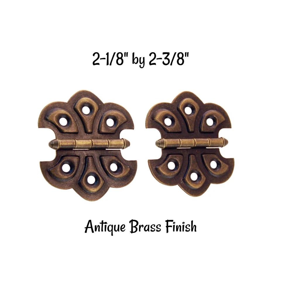 Par de bisagras ornamentales en relieve acabado enchapado en latón antiguo estilo antiguo Foto 1 de 1