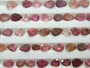 50 Pieces Wholesale Lot 14.90 Ct Natural Pear Cut Pink Tourmaline Loose Gemstone