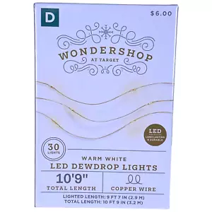 Wondershop Dewdrop String LED Lights 30ct Warm White Copper Wire 10'9" WEDDINGS! - Picture 1 of 7