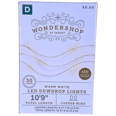 Cadena de luces LED Wondershop Rocío 30ct blanco cálido alambre de cobre 10'9" ¡BODAS! Foto 1 de 4