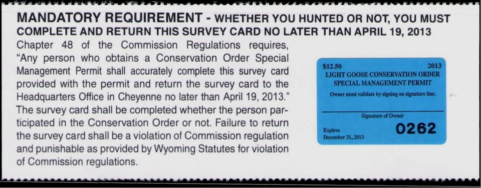 XItem Wyoming Lt. Goose Mgmt 2013 $12.50 (dk blue) - Image 1 of 1
