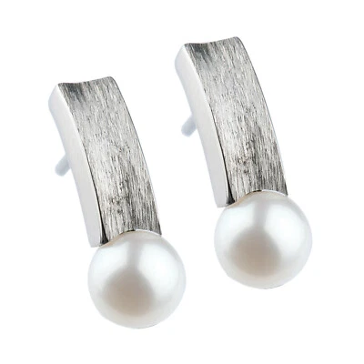 Ernstes Design Ohrringe Ohrstecker E311 Süßwasser Perle ca. 6mm Stahlschmuck - Bild 1 von 3