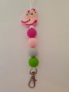 Pink cowgirl boot silicone bead lanyard / Id holder / badge holder - Picture 1 of 1