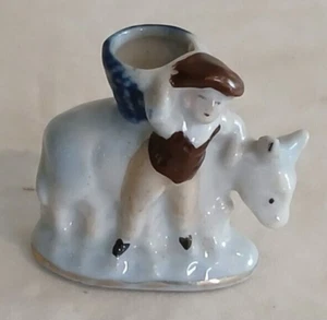 Porcelain Milkman And Cow Toothpick Holder Occupied Japan 1.78" Tall - Picture 1 of 13