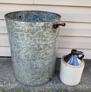 Antique Vintage Copper Moonshine Still Distiller Pot & Old Stoneware Whiskey Jug - Picture 1 of 12