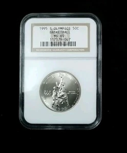 1995 S OLYMPICS 50C BASKETBALL Clad Half Dollar NGC MS69 #2704 - Picture 1 of 4
