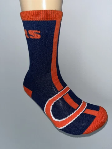 CHICAGO BEARS NFL FOOTBALL LOGO NAVY BLUE LINED UP CREW LENGTH SOCKS MEDIUM Cover