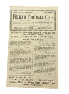 FULHAM V WOLVERHAMPTON WANDERERS - FOOTBALL LEAGUE SOUTH - 12/1/1946 - COPIA - Foto 1 di 1