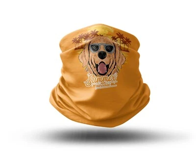 Washable Fabric Face Cover Neck Gaiter Unique Print Smiling Dog Design EU Made - Image 1 of 4
