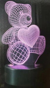 Crosslight 3D Illusion Nachtlicht Farbwechsel LED Herz Teddybär Fernbedienung  - Bild 1 von 5