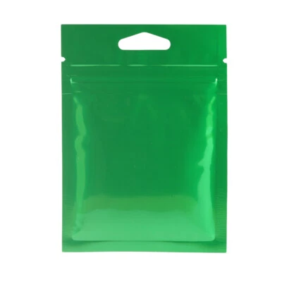 100x Glossy Green Aluminum Hanging Zip Lock Bags 3x4in (Free 2-Day Shipping) - Image 1 of 3