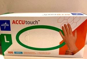 Medline Accutouch Synthetic Vinyl Exam Gloves  100Ct  Size L - Picture 1 of 2