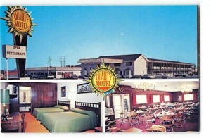 Postal vintage cromada de calidad de motel amarillo, Texas Roadside años 60 - Imagen 1 de 2