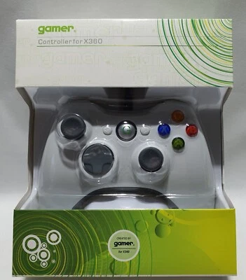 Gamer Xbox 360 Controller White Wired 2,7 m Long Cable New - Image 1 of 2