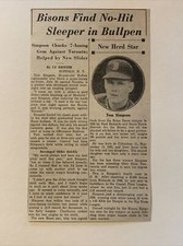 Tom Simpson Buffalo Bisons 7 Inning Gem 1951 Sporting News Baseball 4X8 Panel