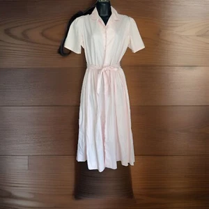 VTG LL BEAN FREEPORT MAINE PINK SHIRT DRESS MIDI Pink 12 N1 - Picture 1 of 7