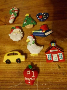 Knopfhüllen Menge 9, Lehrer, Weihnachten, Weihnachtsmann, Gans, Apfel, EUC - Bild 1 von 5