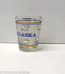 SHOT GLASS ALASKA  WITH POLAR BEARS - Picture 1 of 2