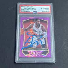 2013-14 Panini Select #100 Wesley Matthews Signed Card AUTO PSA Slabbed Trailbla