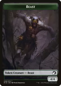 x4 Beast MID Innistrad Midnight Hunt MTG 8/19 TOKEN M/NM 4x - Picture 1 of 1