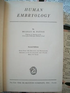 Human Embryology (Bradley M. Patten, 1953 Hardcover) 2nd Edition No Dust Jacket - Picture 1 of 12