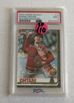 2019 Topps Holiday HW16 SHOHEI OHTANI Holding Stocking Variation SSP PSA 9 MINT - Image 1 of 2