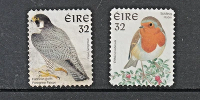 Irlanda 1997 Scott 1054B y 1054C 32p aves troqueladas, halcón peregrino, Robin en muy buen estado Foto 1 de 2