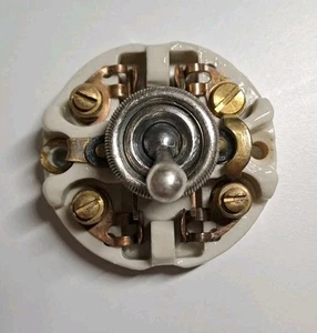 TWO WAY CERAMIC LIGHT SWITCH CHROME BRITMAC CRABTREE HALLWAY LANDING VINTAGE - Picture 1 of 4