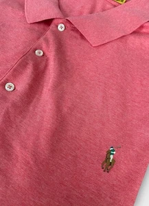Polo Ralph Lauren Shirt Mens 4XLT Pink Red Heather Flesh Pony Collared Polo NEW - Picture 1 of 13