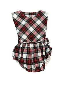 Sophie und Lucas Holiday Bubble Strampler rot kariert Weihnachtsoutfit 6 Monate - Bild 1 von 4