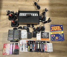 Atari 2600 Sears Tele Game Heavy Sixer Console w/Paddles + Joysticks & 18 Games