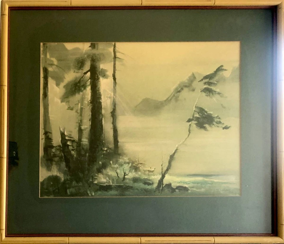 Litografia original "Paisagem imaginária nº. I" por Tyrus Wong - Imagem 1 de 4