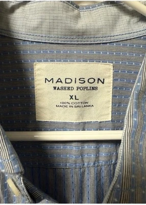 Camisa de popelines lavados Madison para hombre XL azul a rayas nueva con etiquetas Foto 1 de 4