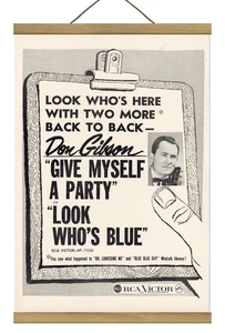 Seltene Original Don Gibson Give Myself A Party Promo Anzeige, montiert mit Magnetrahmen! - Bild 1 von 3