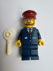 LEGO City Minifigure - Train Conductor with Paddle - Picture 1 of 1