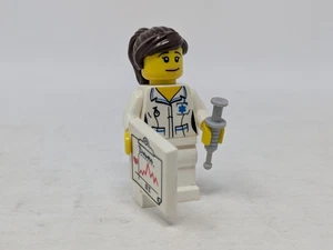 LEGO Minifigure NURSE - Series 1, Complete With Chart & Syringe - Picture 1 of 5