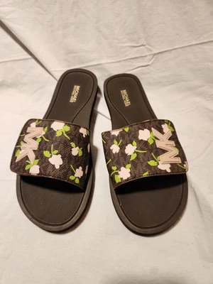 Sandalia Michael Kors Slide Cuero Sintético Suave Marrón Multi Mini Rosa Talla 8 Nueva con Etiquetas Foto 1 de 4